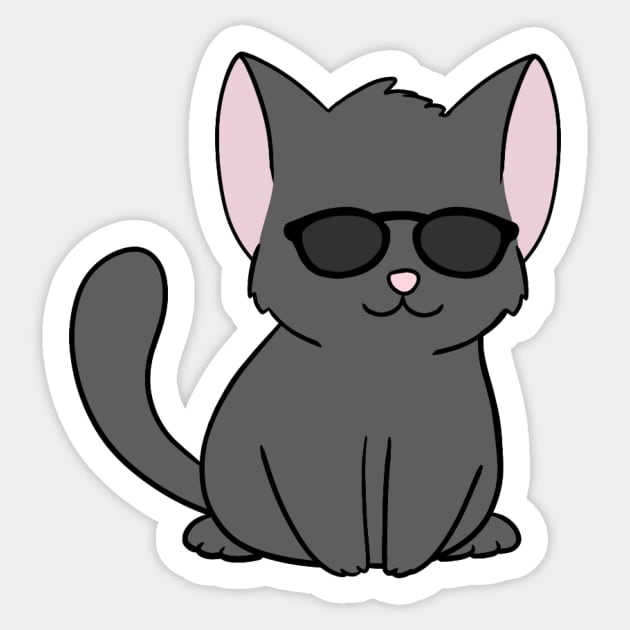 Black Cat wearing Sunglasses Sticker by BiscuitSnack